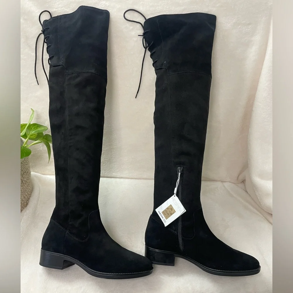 GEOX Felicity Suede Over The Knee High Black‎ Suede Boots 6.5 M, E 509
